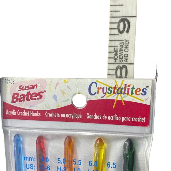 Susan Bates Crystallites Acrylic Crochet Hooks Set - Sizes G6 to K10 NEW - Picture 3 of 3